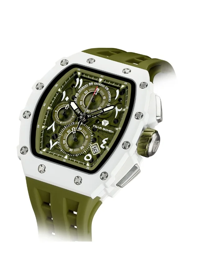TSAR BOMBA TSAR BOMBA Watches Men Luxury Square Mens Watch Chronograph 50M Waterproof Sapphire Glass Japan Quartz Movement TMI VK67 Silicone Strap Classic Tonneau Design Luminous Calendar Wrist Watches