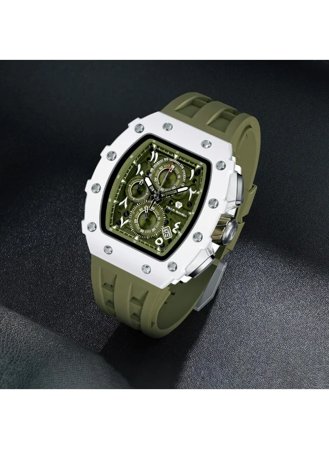 Tsar Bomba  TSAR BOMBA Watches Men Luxury Square Mens Watch Chronograph 50M Waterproof Sapphire Glass Japan Quartz Movement TMI VK67 Silicone Strap Classic Tonneau Design Luminous Calendar Wrist Watches for Men | Best Price UAE