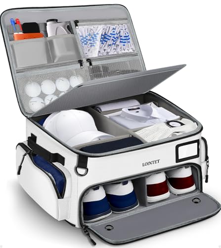 LOINTET Golf Trunk Organizer Waterproof Car Golf Locker with Separate Ventilated Compartment for 2 Pair Shoes Golf Storage for Balls Tees Cap Clothes Gloves Accessories Gifts for Men Women - Image 1