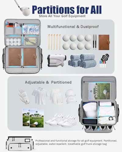 LOINTET Golf Trunk Organizer Waterproof Car Golf Locker with Separate Ventilated Compartment for 2 Pair Shoes Golf Storage for Balls Tees Cap Clothes Gloves Accessories Gifts for Men Women - Image 3