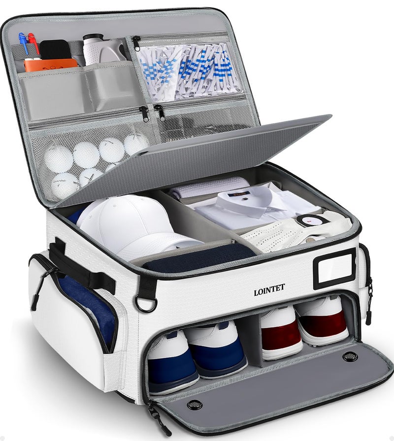 LOINTET Golf Trunk Organizer Waterproof Car Golf Locker with Separate Ventilated Compartment for 2 Pair Shoes Golf Storage for Balls Tees Cap Clothes Gloves Accessories Gifts for Men Women - Image 2
