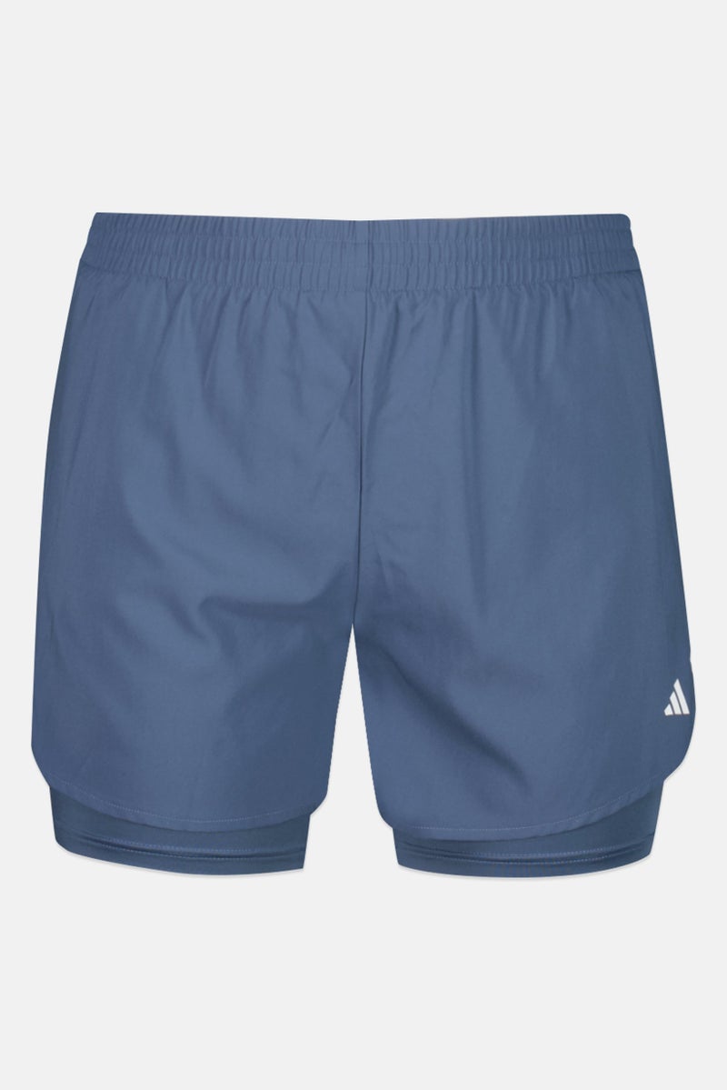 Adidas Women Sportswear Fit Brand Logo Training 2 In 1 Shorts, Slate Blue - Image 2