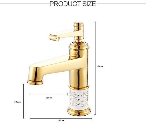 B BACKLINE B Backline Brass Gold White Heavy Single Lever Copper Basin Mixer Hot Cold with 2 Connection Pipes Gold White Short Body Tap - Image 3