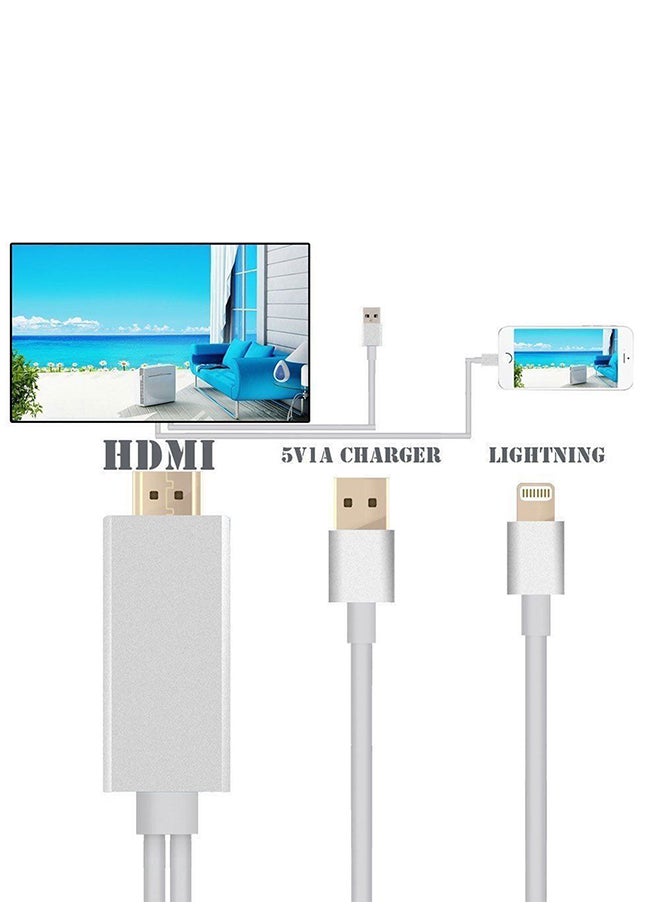 Loquat USB Cable HD1080P Adapter To HDMI/HDTV Lightning Digital AV Cable For iPhone/iPad/iPod White  - Image 3
