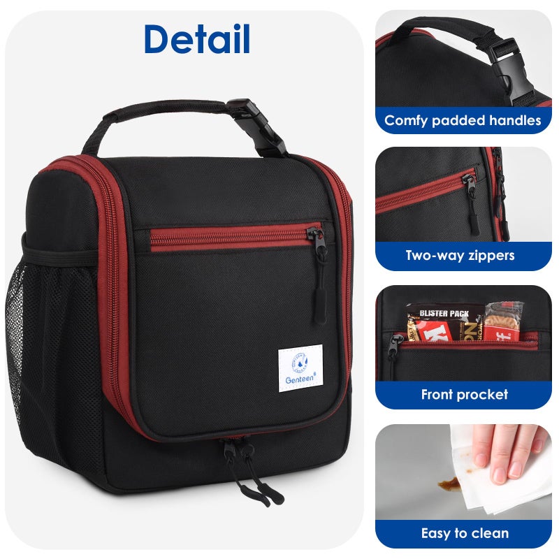 Genteen Kids Lunch Box, Insulated Lunch Bag for Kids, Toddler, Girl, and Boy; Holds Lunch Box, Water Bottle, & Snacks; Easy-Clean Water-Resistant Fabric & Multiple Zippered Pockets (Black) - Image 5