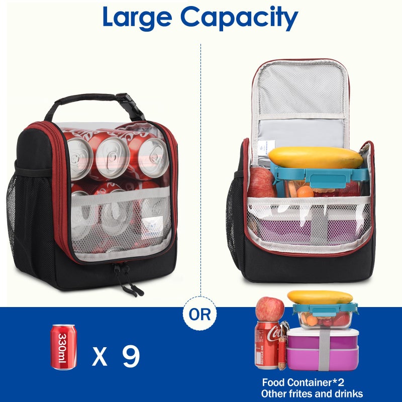 Genteen Kids Lunch Box, Insulated Lunch Bag for Kids, Toddler, Girl, and Boy; Holds Lunch Box, Water Bottle, & Snacks; Easy-Clean Water-Resistant Fabric & Multiple Zippered Pockets (Black) - Image 3