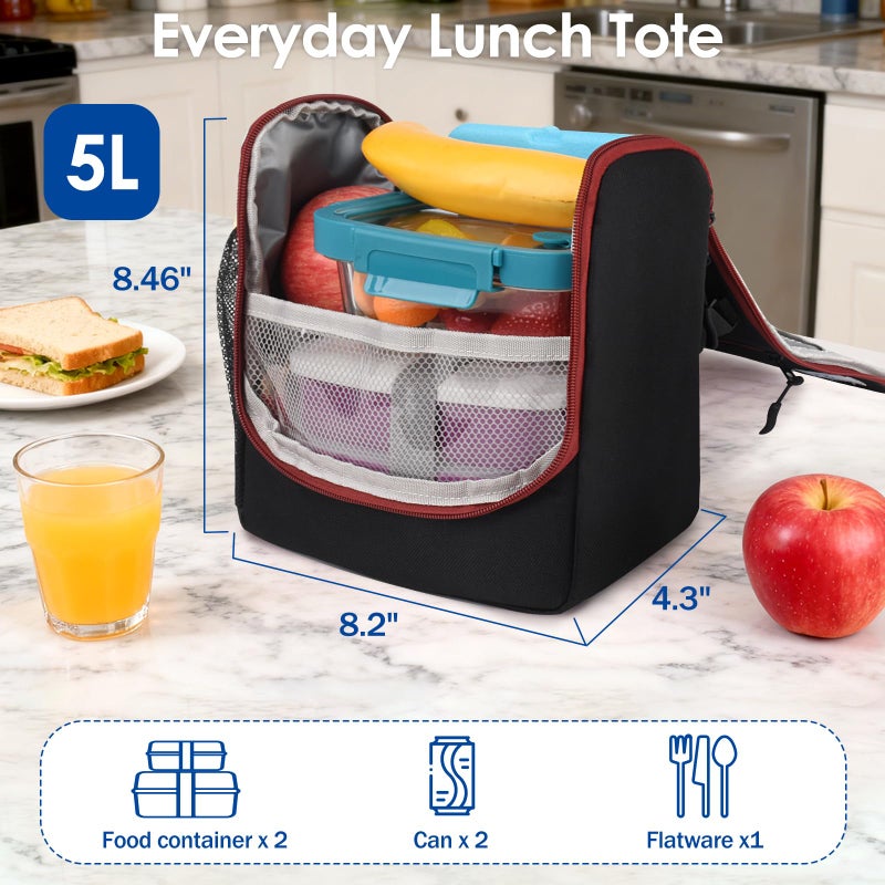 Genteen Kids Lunch Box, Insulated Lunch Bag for Kids, Toddler, Girl, and Boy; Holds Lunch Box, Water Bottle, & Snacks; Easy-Clean Water-Resistant Fabric & Multiple Zippered Pockets (Black) - Image 2