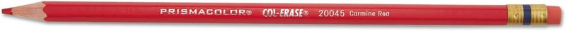 Prismacolor Col-Erase Colored Pencils with Eraser, Carmine Red, 12-Count - Image 2