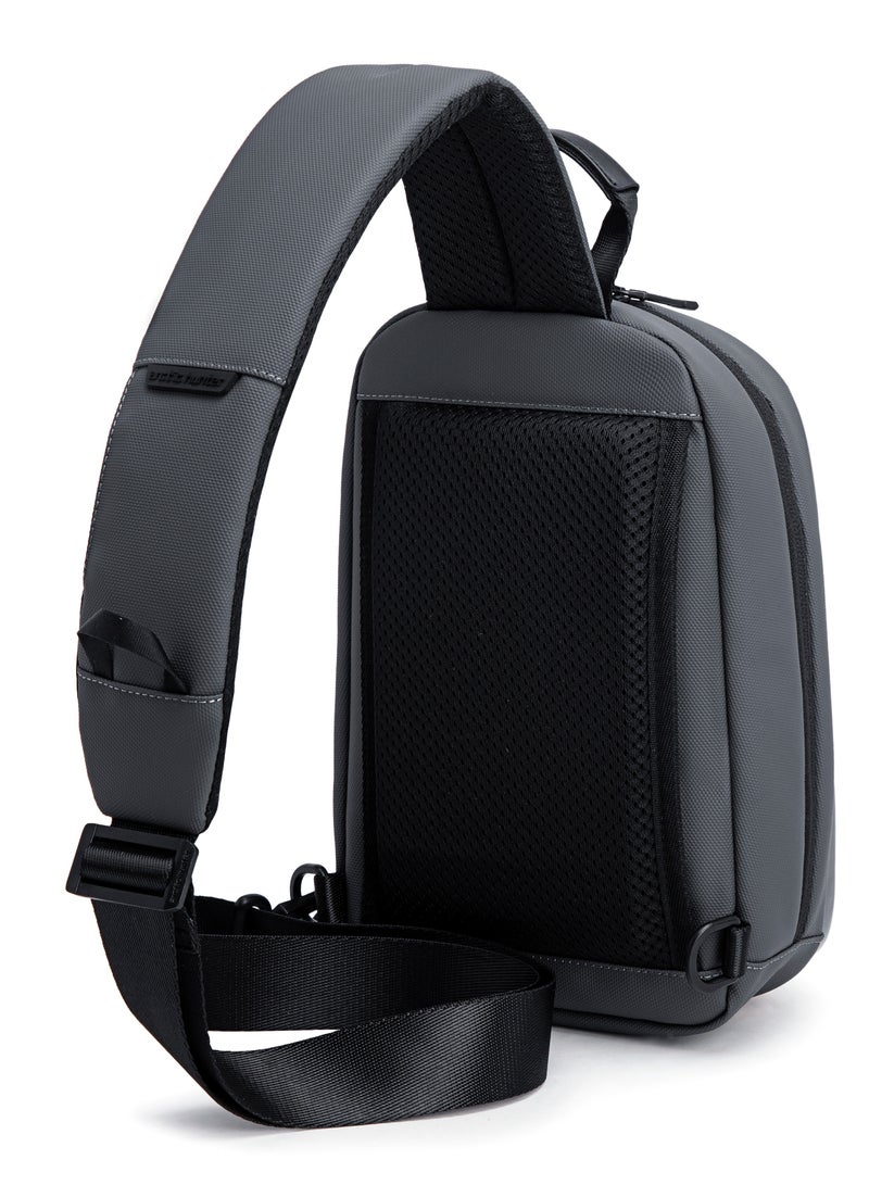 ARCTIC HUNTER Glossy Hard Shell Sling Bag Water Resistant Anti Theft Unisex Cross Body Shoulder Bag for Travel Business Casual XB00551 Grey  - Image 4