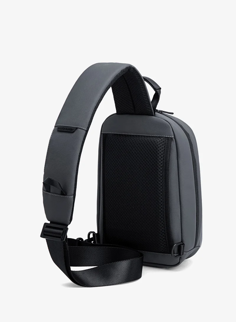 ARCTIC HUNTER Glossy Hard Shell Sling Bag Water Resistant Anti Theft Unisex Cross Body Shoulder Bag for Travel Business Casual XB00551 Black Grey