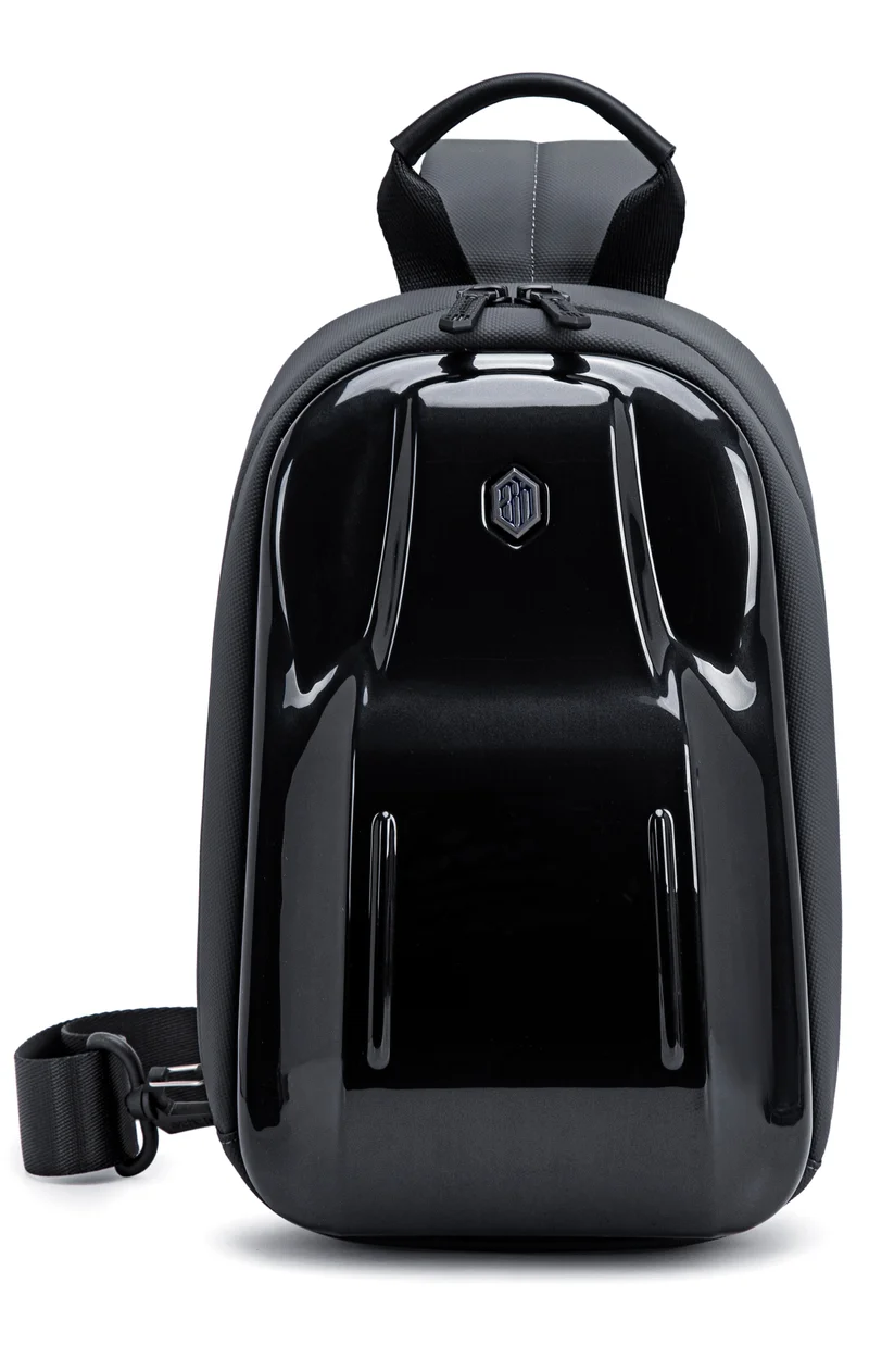 Arctic Hunter Black Grey Glossy Hard Shell Sling Bag Water Resistant Anti Theft Unisex Cross Body Shoulder Bag for Travel Business Casual XB00551 Black Grey  | Best Price UAE