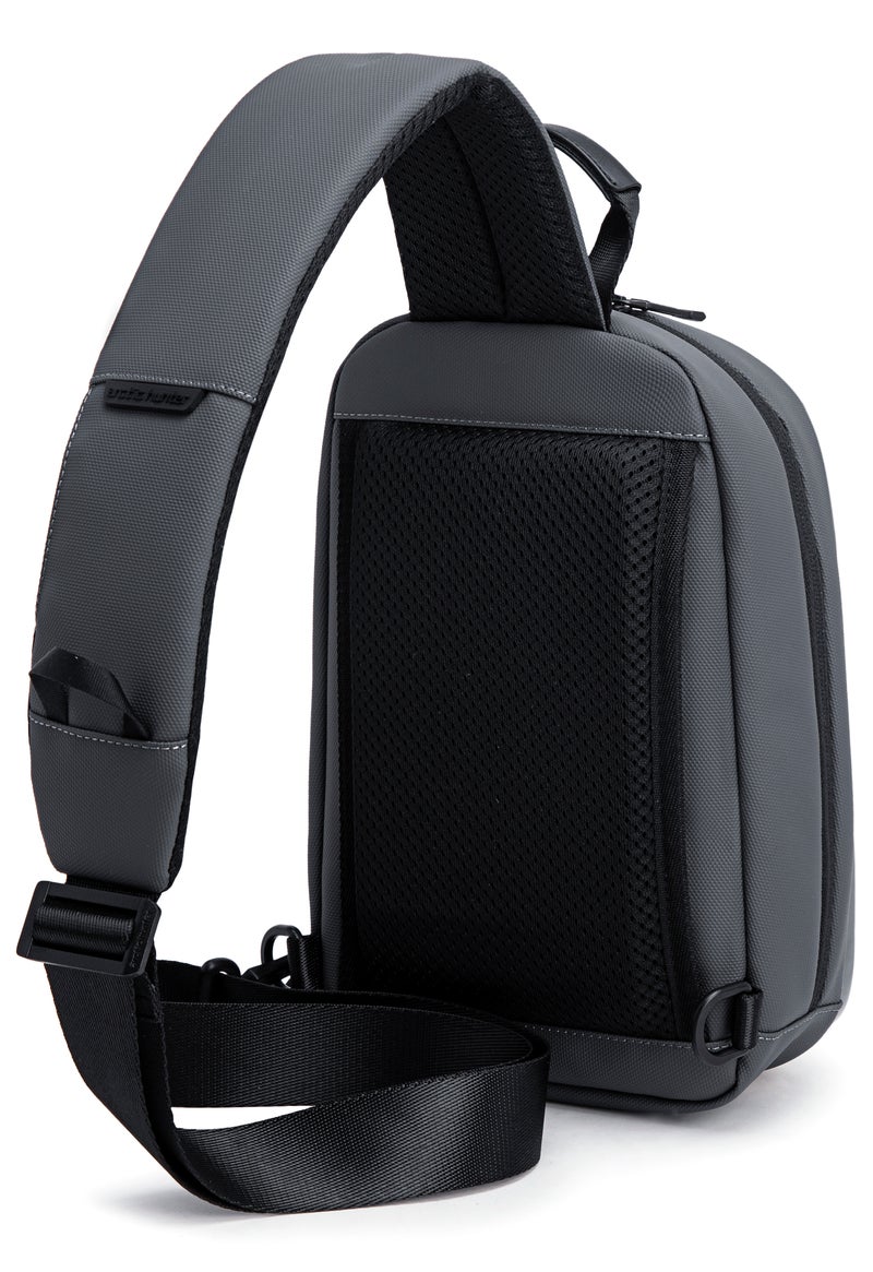 ARCTIC HUNTER Glossy Hard Shell Sling Bag Water Resistant Anti Theft Unisex Cross Body Shoulder Bag for Travel Business Casual XB00551 Black Grey - Image 4