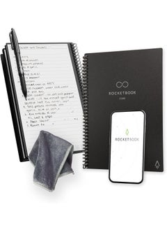 Rocketbook Core Reusable Spiral Notebook Executive Size 6x88 Black  Lined Pages AppConnected Erasable Durable Cover Ideal for School Work and Creative Projects Pack of 50