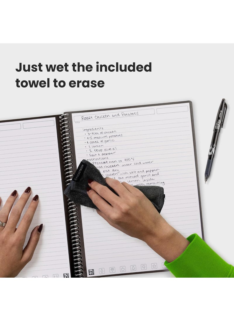 Rocketbook - Rocketbook Core Reusable Spiral Notebook Executive Size 6x88 Black  Lined Pages AppConnected Erasable Durable Cover Ideal for School Work and Creative Projects Pack of 50 - Image 1