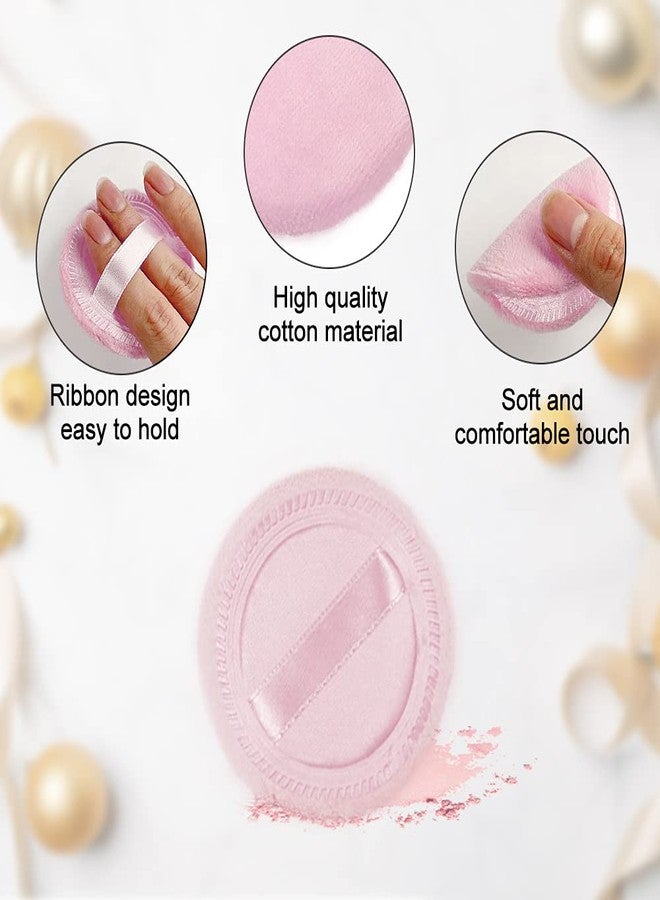 LOOKSEVEN 10pcs Powder Puff Cotton Cosmetic Face Makeup Powder Puffs Pads with Ribbon for Loose and Foundation 2.36 inch. (Pink) - Image 4