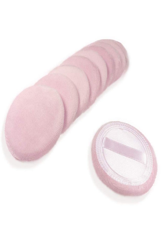 LOOKSEVEN 10pcs Powder Puff Cotton Cosmetic Face Makeup Powder Puffs Pads with Ribbon for Loose and Foundation 2.36 inch. (Pink) - Image 1