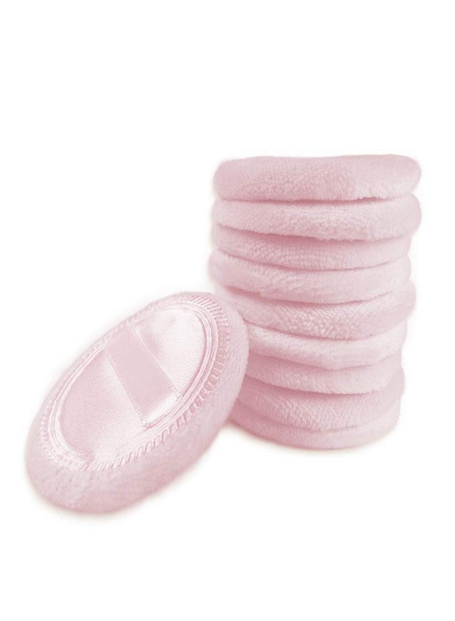 LOOKSEVEN 10pcs Powder Puff Cotton Cosmetic Face Makeup Powder Puffs Pads with Ribbon for Loose and Foundation 2.36 inch. (Pink) - Image 2