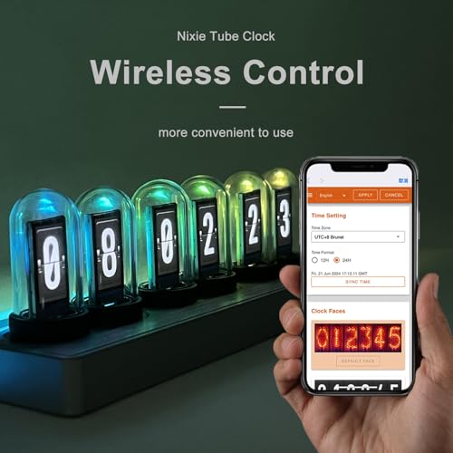 JoFomp Nixie Tube Clock Kit, IPS Color Screen Desk Digital Clock, Glow Tube Nixie Clocks with Web Control/WiFi Accurate Timing/Custom Dial/6 Digital Alarm/12 Pictures/Ambient Light Regulate - Image 3