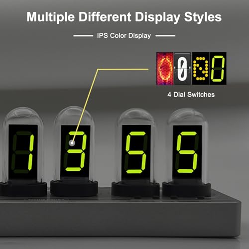 JoFomp Nixie Tube Clock Kit, IPS Color Screen Desk Digital Clock, Glow Tube Nixie Clocks with Web Control/WiFi Accurate Timing/Custom Dial/6 Digital Alarm/12 Pictures/Ambient Light Regulate - Image 4