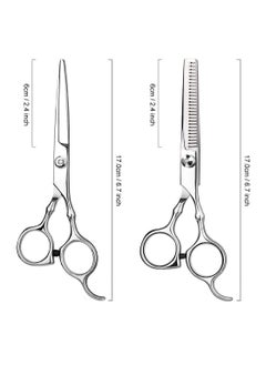 KHAJUL 7 PCS Hair Cutting Scissors, Professional Home Haircutting Barber and Salon Thinning Shears Kit, With Comb and Case for Men/Women (Silver)  - Image 2