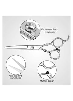 KHAJUL 7 PCS Hair Cutting Scissors, Professional Home Haircutting Barber and Salon Thinning Shears Kit, With Comb and Case for Men/Women (Silver)  - Image 3