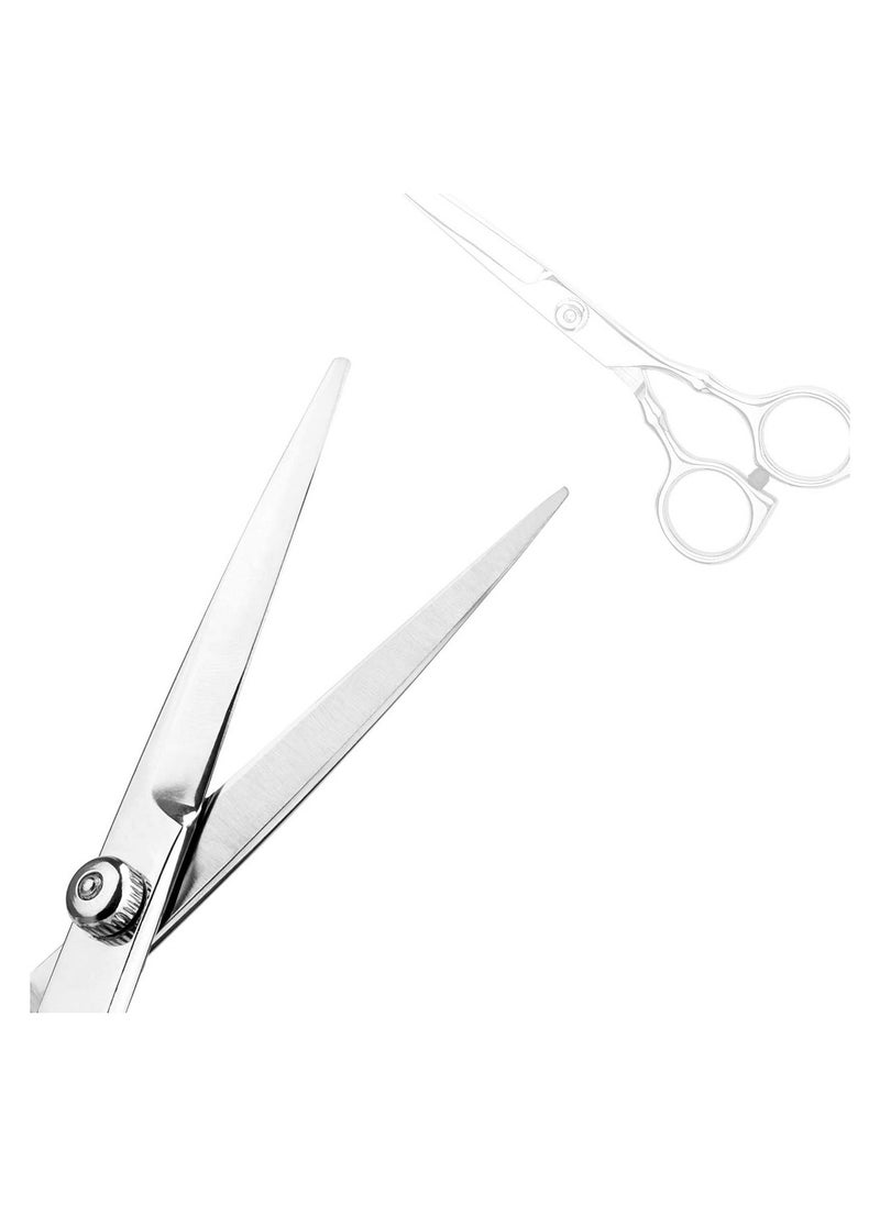 KHAJUL 7 PCS Hair Cutting Scissors, Professional Home Haircutting Barber and Salon Thinning Shears Kit, With Comb and Case for Men/Women (Silver)  - Image 5