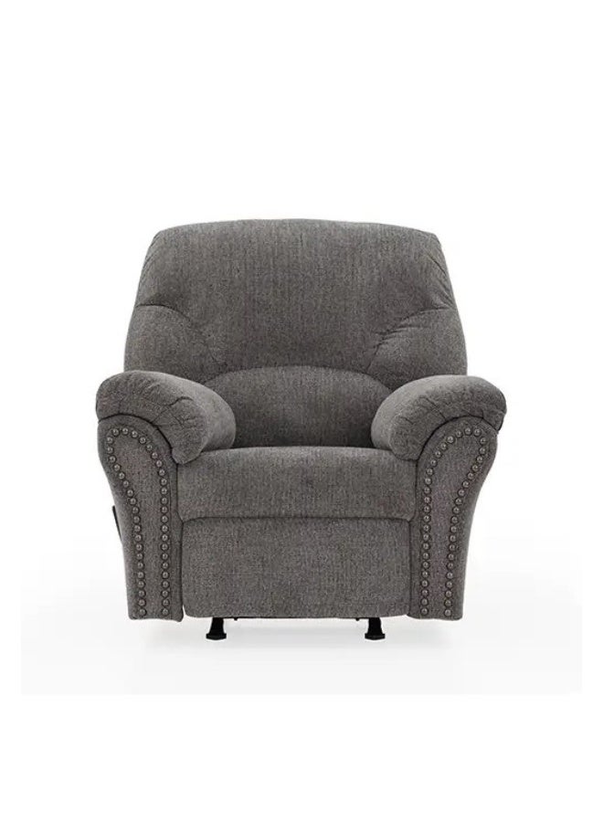 ROYALOAK Royaloak Boston American Single Seater Fabric Recliner With Rocker | Tufting Design | Pillow Top Armrest | Black Nickel-tone Nail Head Trim | One Pull Reclining Motion | Gentle Rocking Motion - Image 2