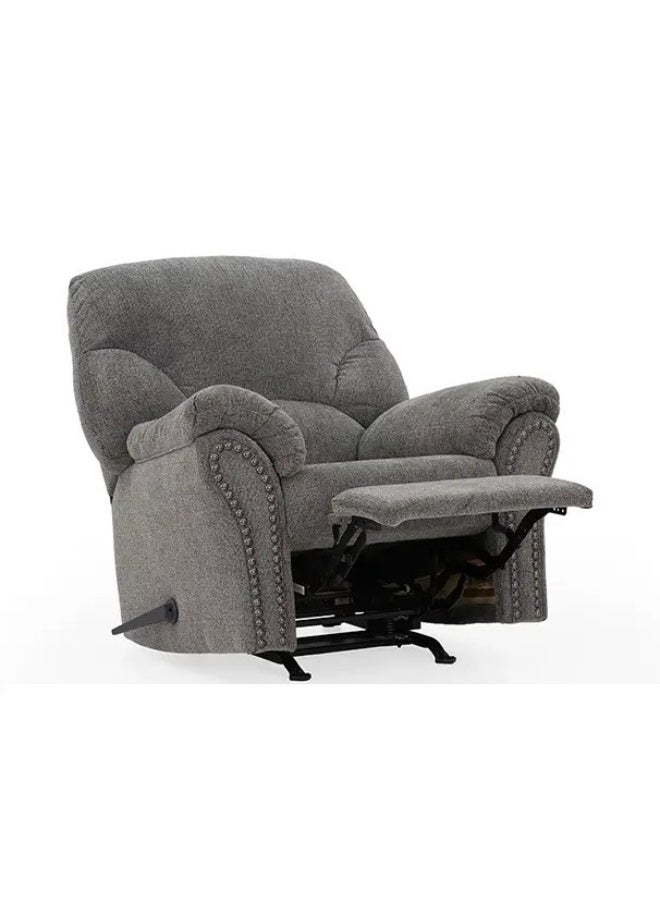 ROYALOAK Royaloak Boston American Single Seater Fabric Recliner With Rocker | Tufting Design | Pillow Top Armrest | Black Nickel-tone Nail Head Trim | One Pull Reclining Motion | Gentle Rocking Motion - Image 3