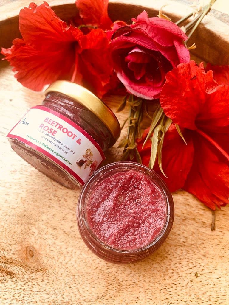 Aster lip scrub Beetroot and rose lightening Lip Scrub Lip Sugar scrub Lighten lip exfoliate lips 20 GMS Lip scrub natural sugar scrub No Parabens and sulphate - Image 4
