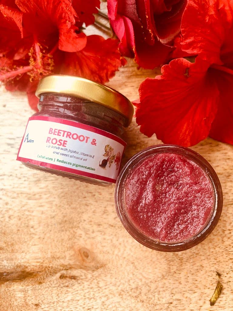 Aster lip scrub Beetroot and rose lightening Lip Scrub Lip Sugar scrub Lighten lip exfoliate lips 20 GMS Lip scrub natural sugar scrub No Parabens and sulphate - Image 3