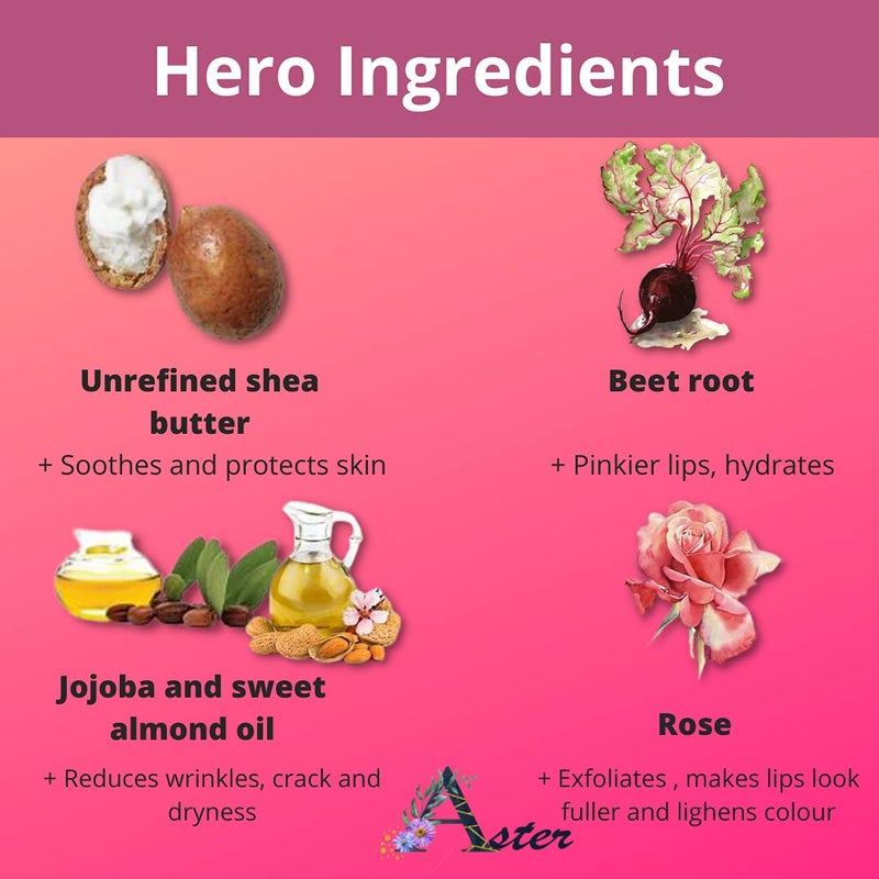 Aster lip scrub Beetroot and rose lightening Lip Scrub Lip Sugar scrub Lighten lip exfoliate lips 20 GMS Lip scrub natural sugar scrub No Parabens and sulphate - Image 5