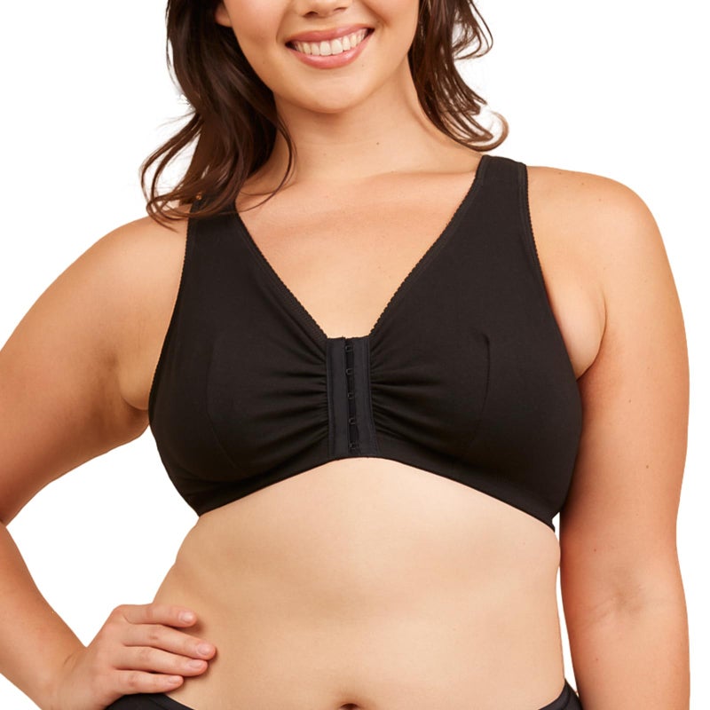 Leading Lady Women's Plus Size Sleep Leisure Cotton Bra, Black, 42 C/D/DD - Image 1