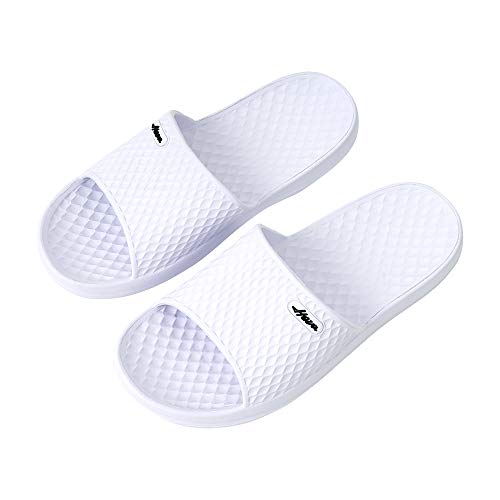FUNKYMONKEY Mens Bathroom Shower Slippers Indoor Home Beach Non Slip Sandal (7 M US, White) - Image 5