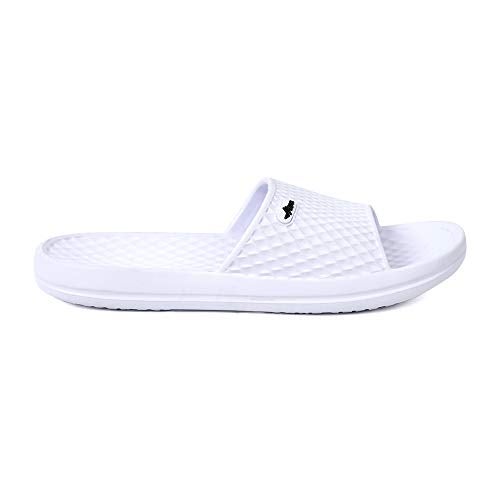 FUNKYMONKEY Mens Bathroom Shower Slippers Indoor Home Beach Non Slip Sandal (7 M US, White) - Image 2