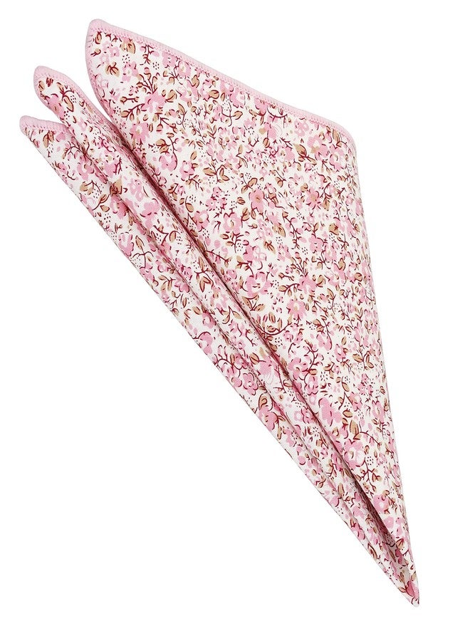 ZENXUS Mens Cotton Skinny Pink Floral Tie Combo Set with Pocket Square Pink Daisy - Image 4