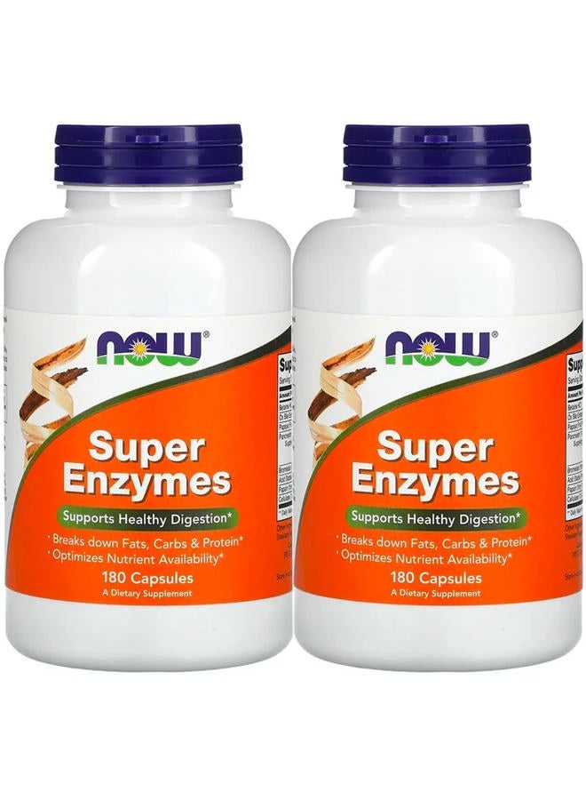 Now Foods Super Enzymes 180 Capsules, 2 Pack - Image 1