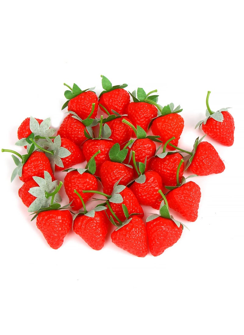 FOIMAS FOIMAS Artificial Strawberries24pcs Lifelike Faux Strawberries Fruit Simulation for Home Decoration Photography Prop Craft Supply 