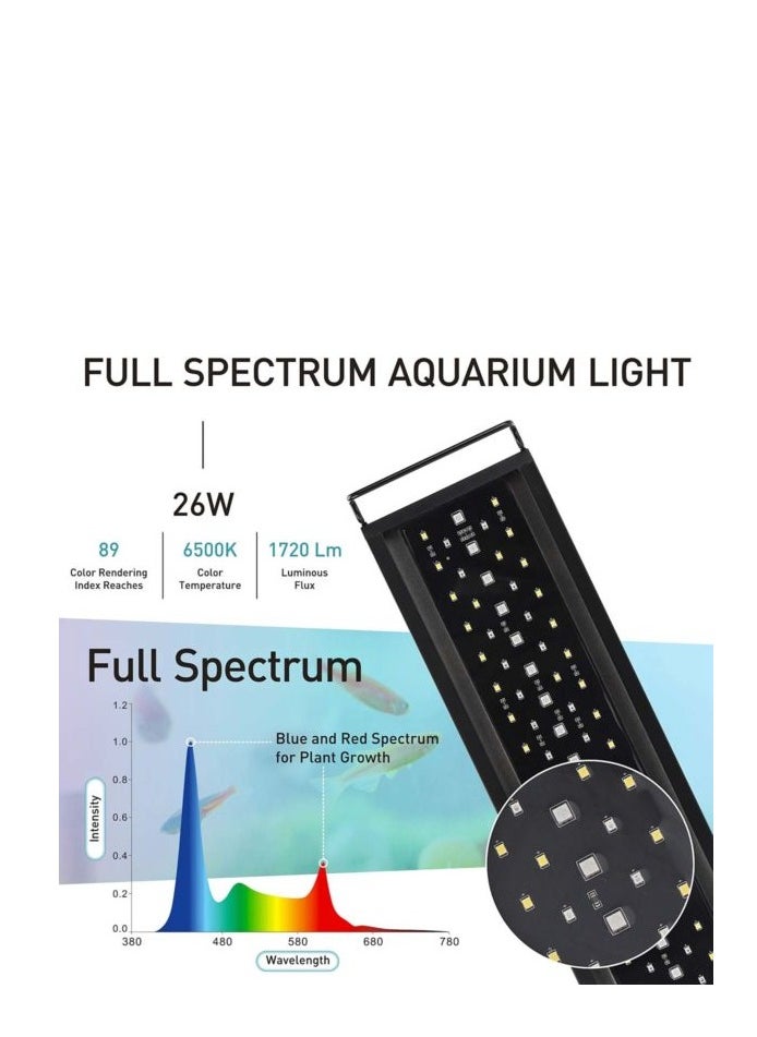 Hygger - Auto On Off LED Aquarium Light, Full Spectrum Fish Tank Light with LCD Monitor, 24/7 Lighting Cycle, Adjustable Timer, IP68 Waterproof, 3 Modes for Freshwater Planted Tank (36W(91-106cm)) - Image 1
