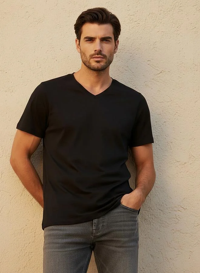 Splash FAV Slim Fit V Neck T shirt with Short Sleeves