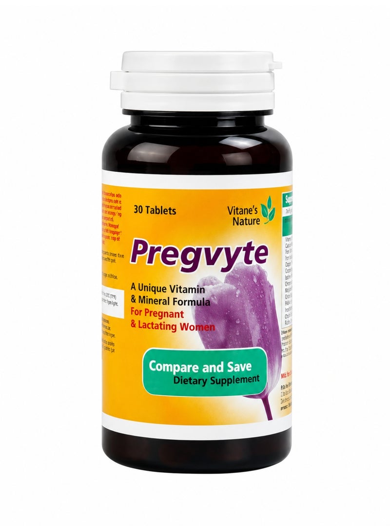 Pregvyte 30 Tablets | Prenatal Multivitamin Supplement for Pregnancy Support