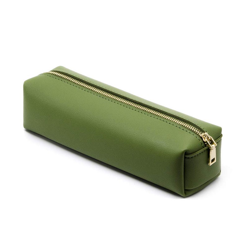 DOBMIT PU Pencil Pen Case Portable Stationery Bag Big Capacity Pencil Pouch Cosmetic Organizer Bag for Adult- Green - Image 1