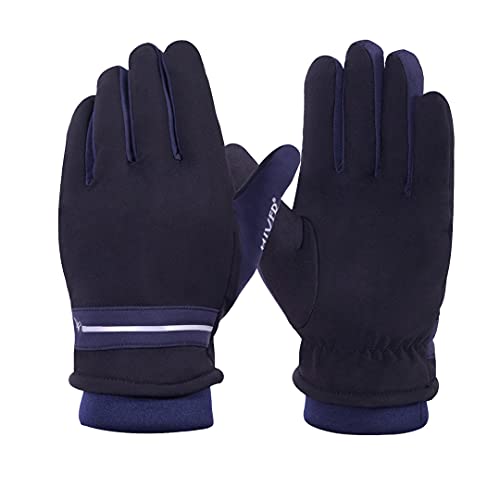 HIVER Waterproof Gloves Winter Gloves Men Women Touch Screen Glove Anti-Slip Windproof Waterproof Texting Gloves for Running Cycling (Large, Blue) - Image 3