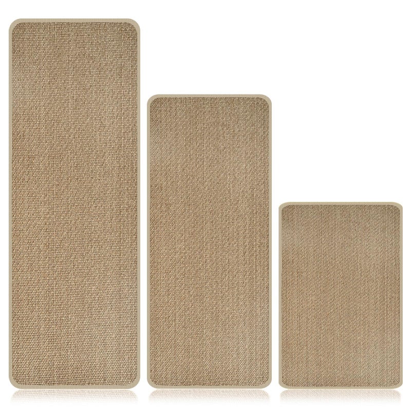 Olgaa Kitchen Rugs Sets of 3 for Floor Non Slip Kitchen Rugs Mats for Kitchen Floor Absorbent and Stain Resistant Kitchen Runner Rugs Rubber Backing Non Skid Washable Rugs Front of Sink (Linen) - Image 1