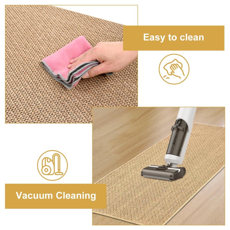 Olgaa Kitchen Rugs Sets of 3 for Floor Non Slip Kitchen Rugs Mats for Kitchen Floor Absorbent and Stain Resistant Kitchen Runner Rugs Rubber Backing Non Skid Washable Rugs Front of Sink (Linen) - Image 4