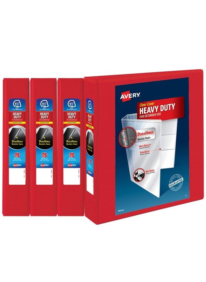 AVERY - Heavyduty View 3 Ring Binders 1.5" One Touch Ezd Rings 400Sheet Capacity Red 4 Pack (17706) - Image 1