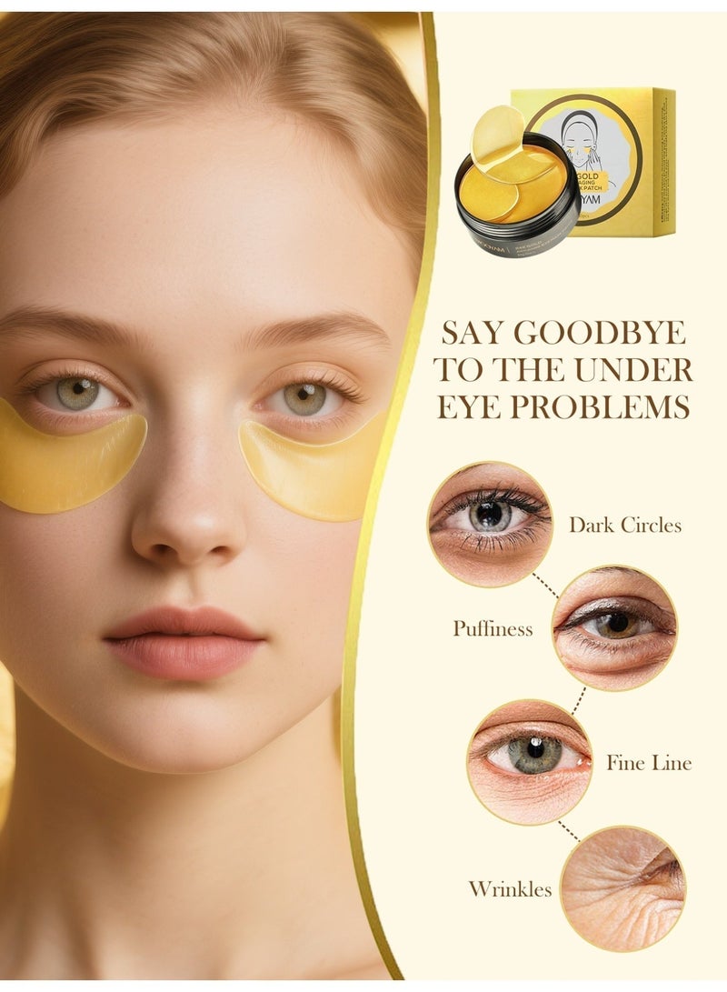 MOOYAM 24K Gold Eye Mask Patch 60pcs Eliminating Wrinkles and Dark Circles Under The Eyes, and Reducing Eye Skin Aging, Suitable for All Skin Types - Image 3