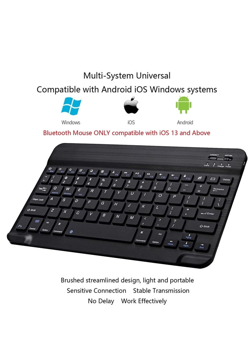 Ultra-Slim Bluetooth Keyboard and Mouse Combo Rechargeable Portable Wireless Keyboard Mouse Set for Apple iPad iPhone iOS 13 and Above Samsung Tablet Phone Smartphone Android Windows (Black) - Image 3