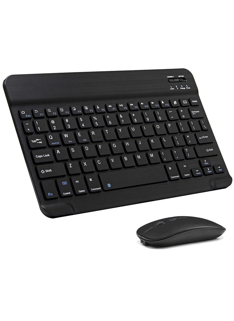 Ultra-Slim Bluetooth Keyboard and Mouse Combo Rechargeable Portable Wireless Keyboard Mouse Set for Apple iPad iPhone iOS 13 and Above Samsung Tablet Phone Smartphone Android Windows (Black) - Image 1