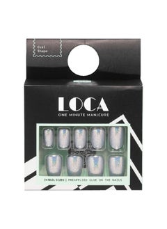loca Loca press on nails silver glitter oval shape  - Image 1