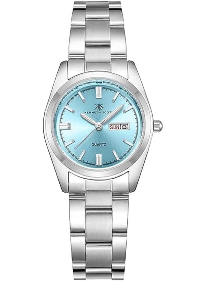 KENNETH SCOTT Kenneth Scott Women's SL25 Movement Watch, Analog Display and Solid Stainless Steel Strap - K23543-SBSL, Silver